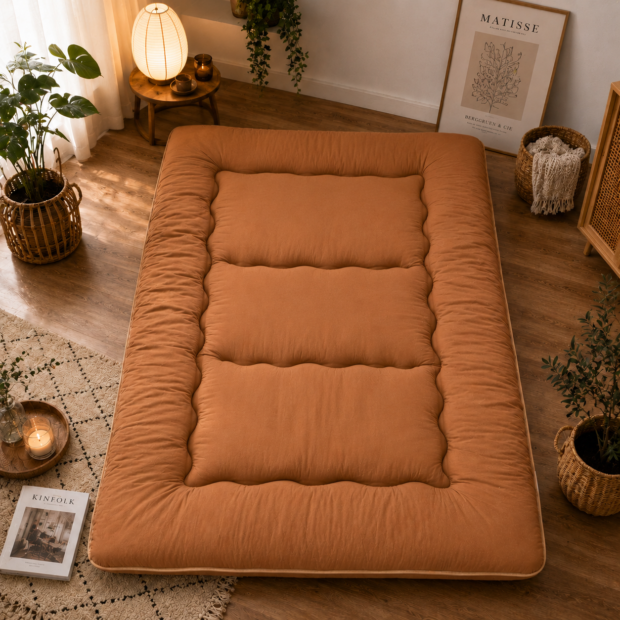 Opvouwbaar Futonmatras 10cm Dik Japanse Slaapmat Volwassenen Kinderen Tatami Yogamat Reisbed Gastenkamer | Sansoti