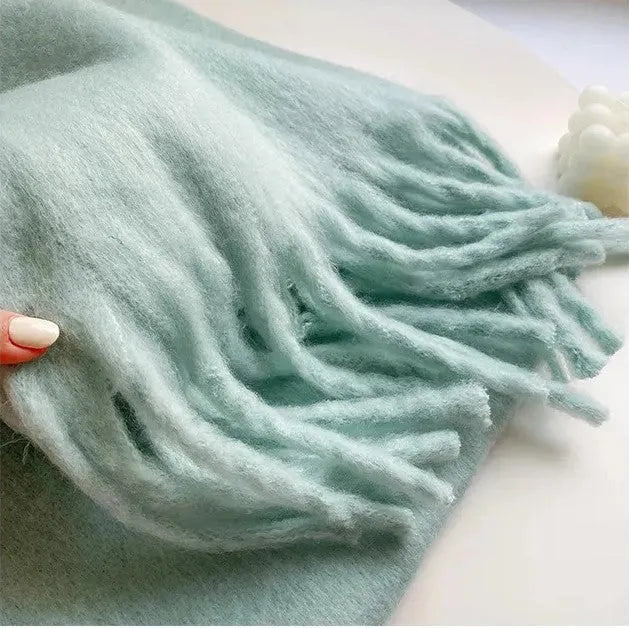 Kaschmir-Winterschal 240×40cm Unifarbener Wollmix-Schal Warm Gestrickte Stola Damen-Accessoire Weicher Wrap | Sansoti