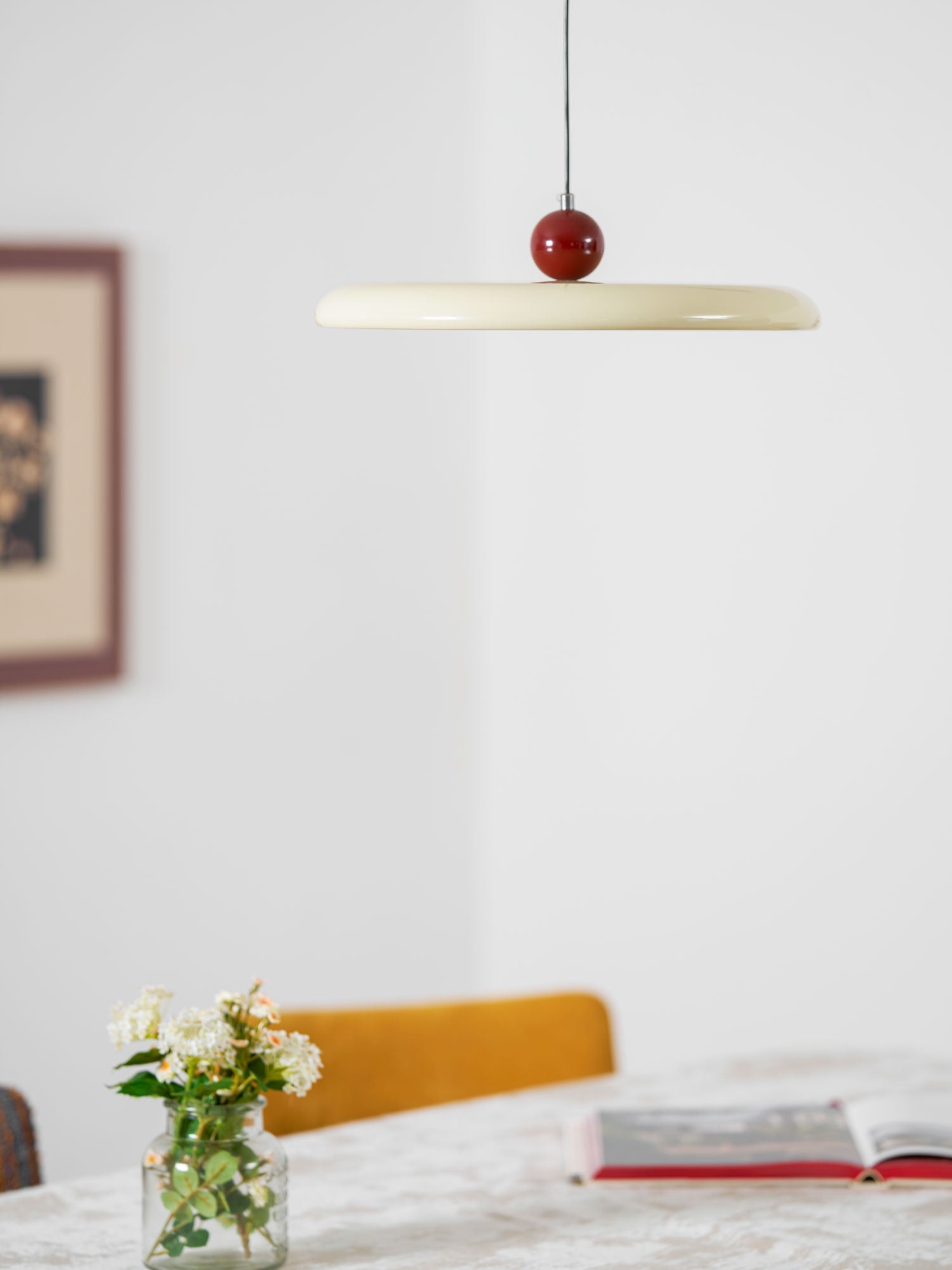 Mid-Century Swing Hanglamp — Kinetisch Design met Zwevende Schijf & Contragewicht | Verstelbare Armlamp voor Moderne Eetkamers en Creatieve Werkruimtes | Integrale LED | Sansoti