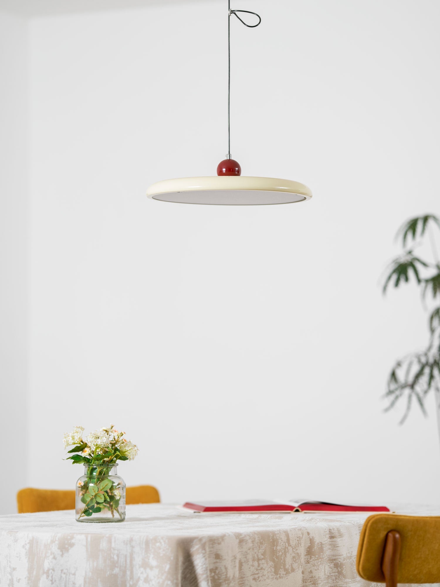 Mid-Century Swing Hanglamp — Kinetisch Design met Zwevende Schijf & Contragewicht | Verstelbare Armlamp voor Moderne Eetkamers en Creatieve Werkruimtes | Integrale LED | Sansoti