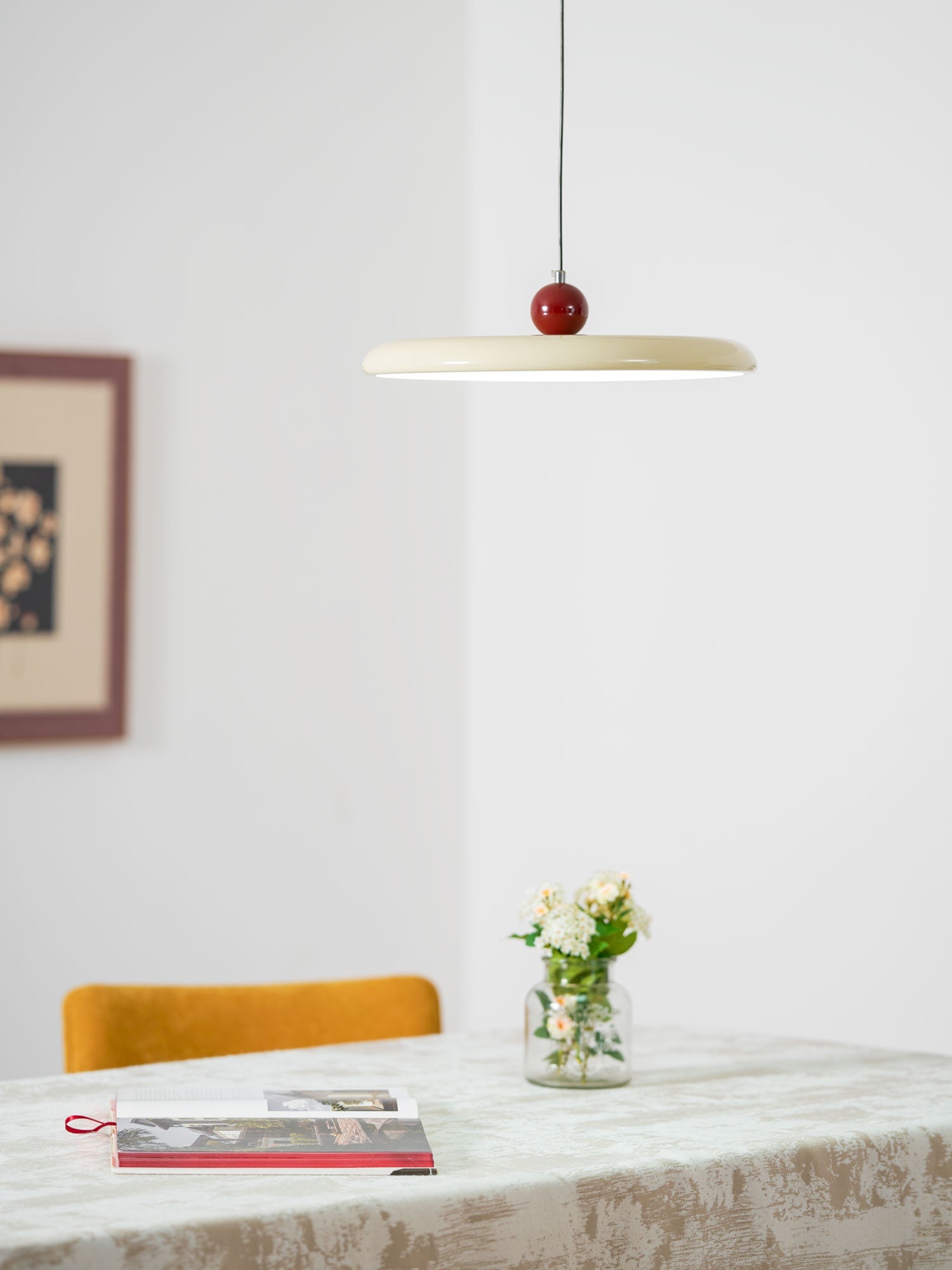 Mid-Century Swing Hanglamp — Kinetisch Design met Zwevende Schijf & Contragewicht | Verstelbare Armlamp voor Moderne Eetkamers en Creatieve Werkruimtes | Integrale LED | Sansoti