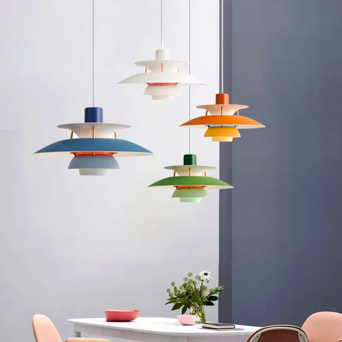 Hängeleuchte Metall E27 Grün Esstisch Wohnzimmer Geschichtete Designlampe Skandinavische Hängeleuchte Stimmungslicht Interieur | Restfield