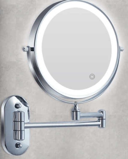 Miroir Grossissant LED Rechargeable Dimmable Maquillage Salle de Bain Miroir Cosmétique Rond 20cm | Restfield
