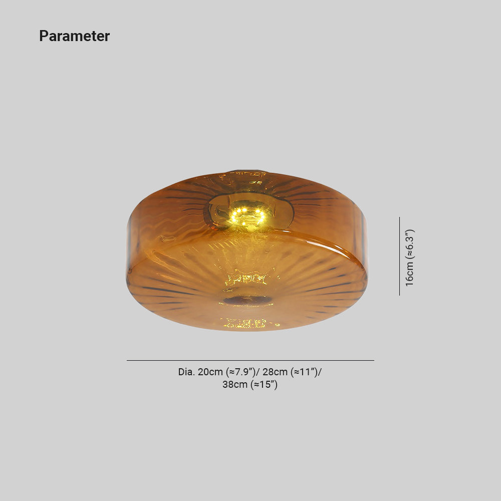 Plafondlamp Amberkleuring Glas Zonnestraalpatroon Retro Verlichting Warm Licht Metalen Fitting Woonkamer | Sansoti