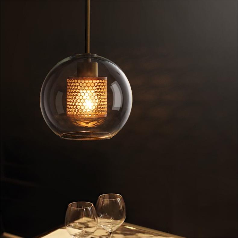 Suspension boule en verre doré ou argenté, douille E26, cordon réglable, salle à manger, chambre, salon, design moderne | Sansoti