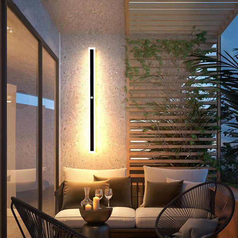 Außenwandleuchte LED Linear Schwarz Acryl IP65 Dimmbar Garten Fassade Modern | Restfield