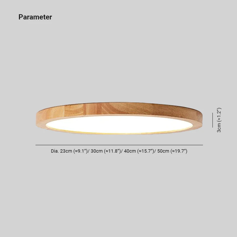 Round Wooden Ceiling Light LED Dimmable Modern Scandinavian Design for Living Room Bedroom Study | Sansoti