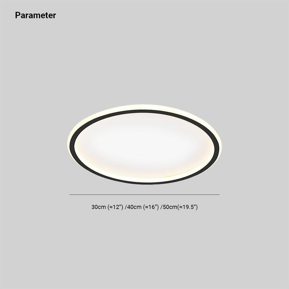 Moderne runde LED-Deckenleuchte aus weißem oder schwarzem Metall und Acryl, dimmbare Deckenbeleuchtung für Schlafzimmer und Wohnzimmer | Sansoti