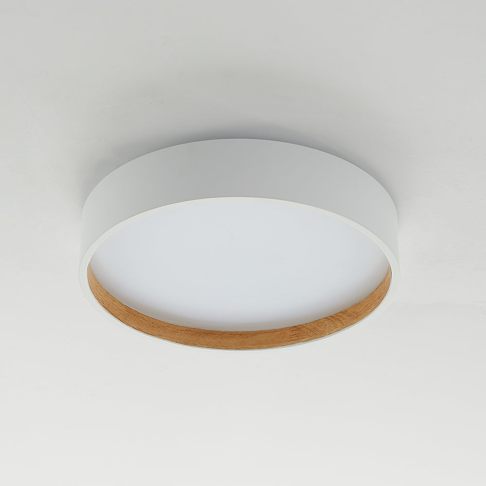 Modern Round LED Ceiling Light Metal Acrylic White Grey Black Dimmable Scandinavian Bedroom Interior | Sansoti