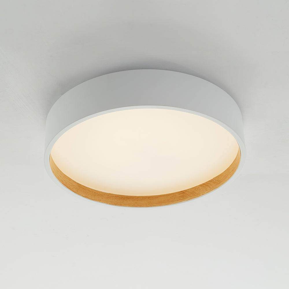 Modern Round LED Ceiling Light Metal Acrylic White Grey Black Dimmable Scandinavian Bedroom Interior | Sansoti