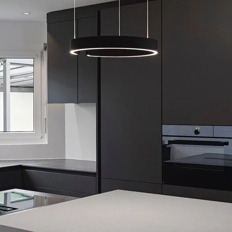 Zwevende LED Ringlamp Minimalistisch Modern Metaal Dimbaar Hanglamp Slaapkamer Woonkamer Eetkamer Plafond | Sansoti