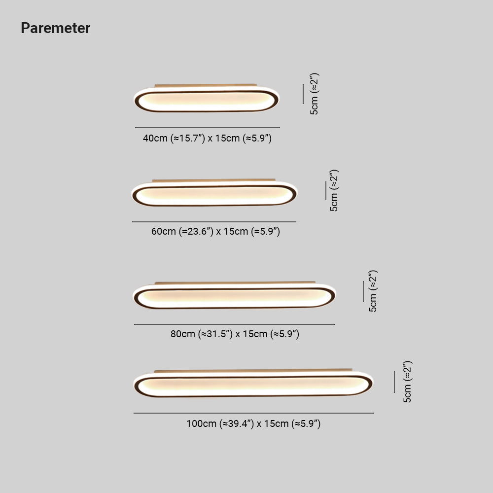 Rectangular Recessed LED Ceiling Light 40-100cm Metal Acrylic Black Gold Rose Gold Modern Design Hallway Wardrobe | Sansoti