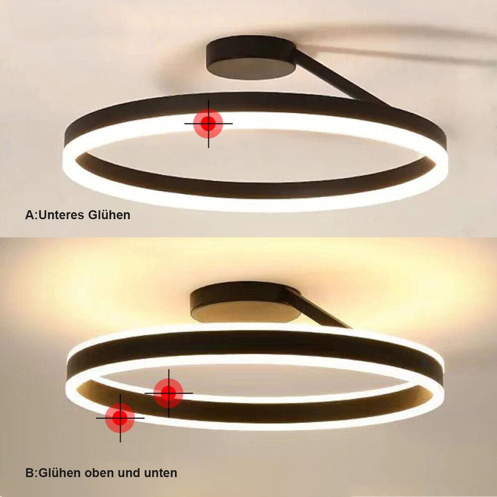 Deckenleuchte LED Ring Metall Acryl Schwarz Weiß Dimmbar Wohnzimmer Schlafzimmer 50cm | Restfield