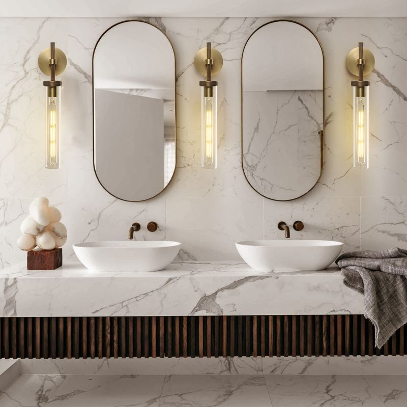 Applique en verre cristallin Laiton Dimmable Douille E26 Salon Chambre Couloir Montage vertical horizontal | Sansoti