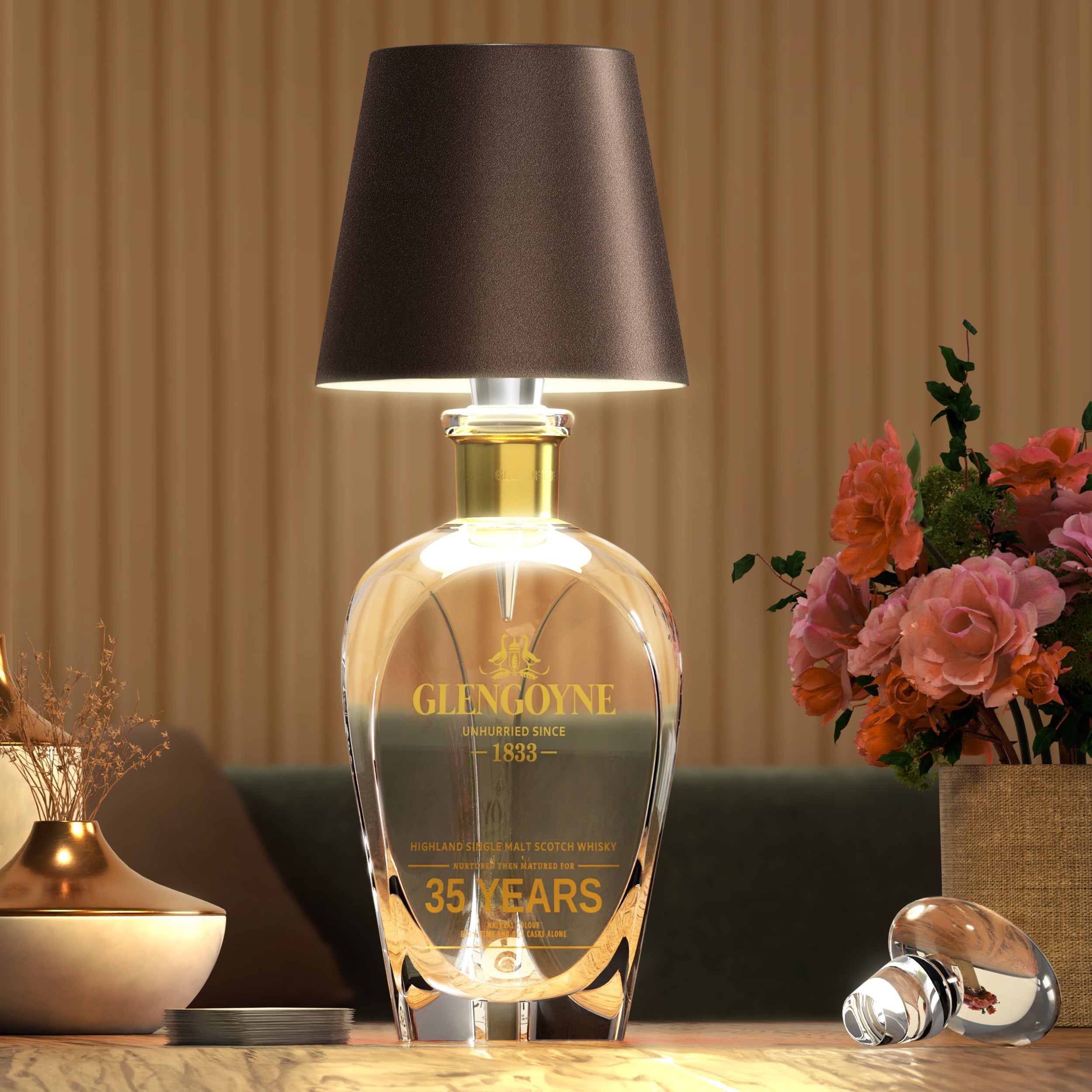 Flessenlamp Draadloos Oplaadbaar LED Zwart 3000K USB-C Tafellamp Wijnfles Bar Sfeerverlichting | Sansoti