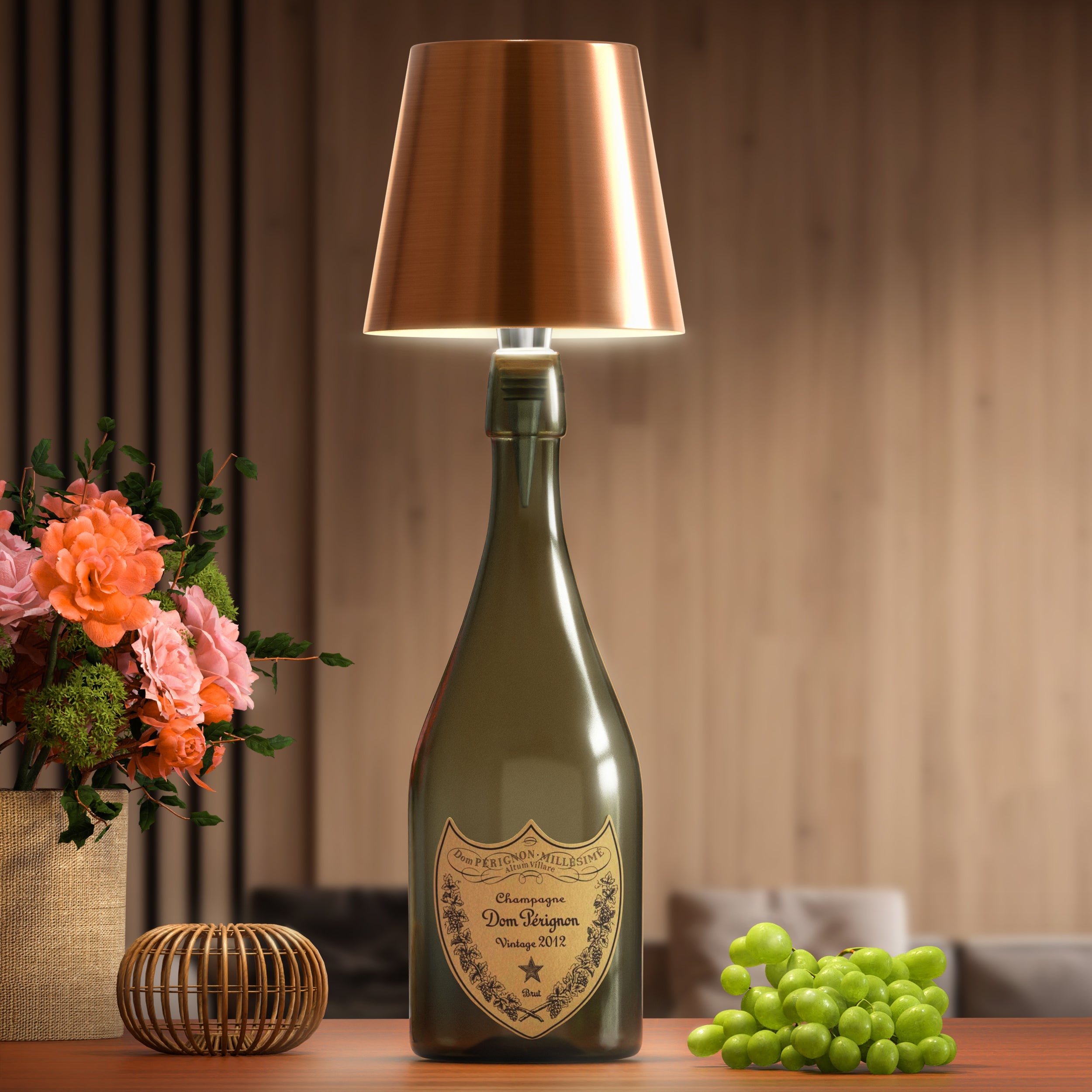 Flessenlamp Draadloos Oplaadbaar LED Zwart 3000K USB-C Tafellamp Wijnfles Bar Sfeerverlichting | Sansoti