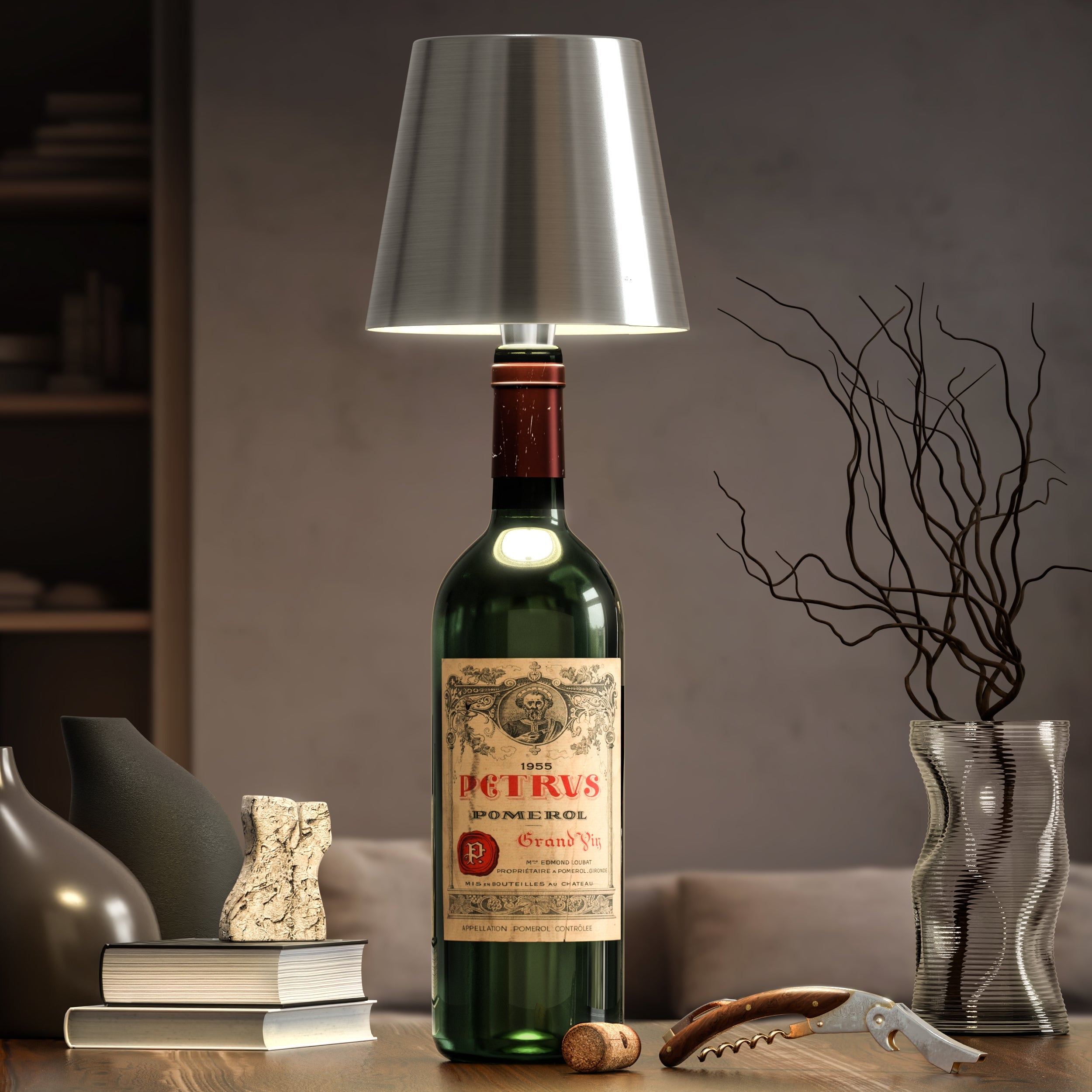 Flessenlamp Draadloos Oplaadbaar LED Zwart 3000K USB-C Tafellamp Wijnfles Bar Sfeerverlichting | Sansoti