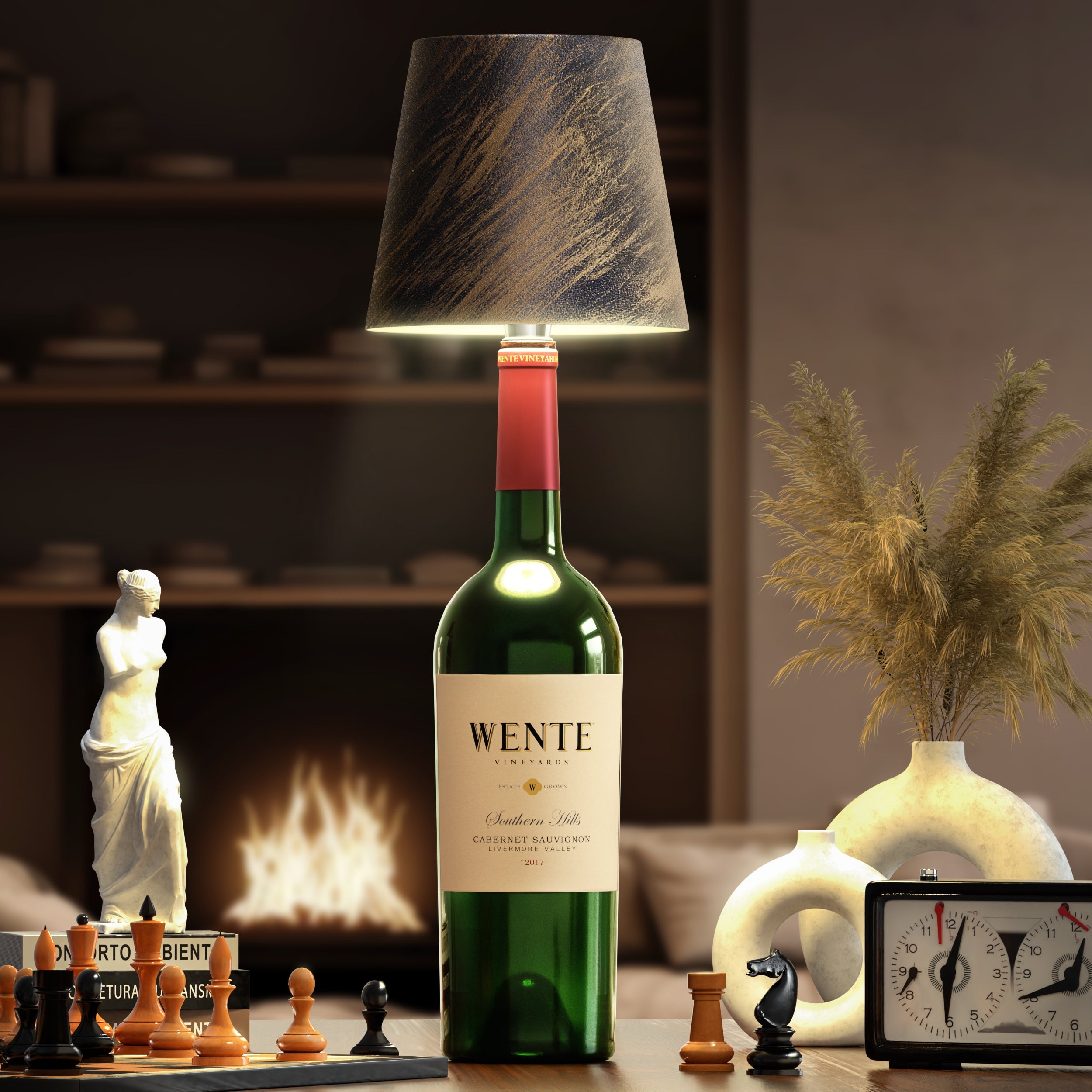 Flessenlamp Draadloos Oplaadbaar LED Zwart 3000K USB-C Tafellamp Wijnfles Bar Sfeerverlichting | Sansoti