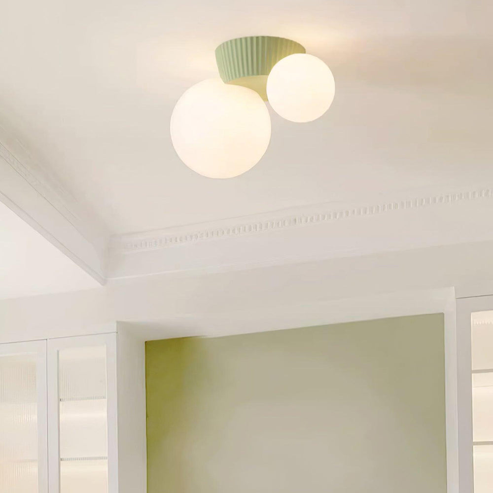 Hängeleuchte Decke 2 Lichtkugeln Resin Grün Wohnzimmer Schlafzimmer Flur Kugelleuchte Modernes Design | Restfield