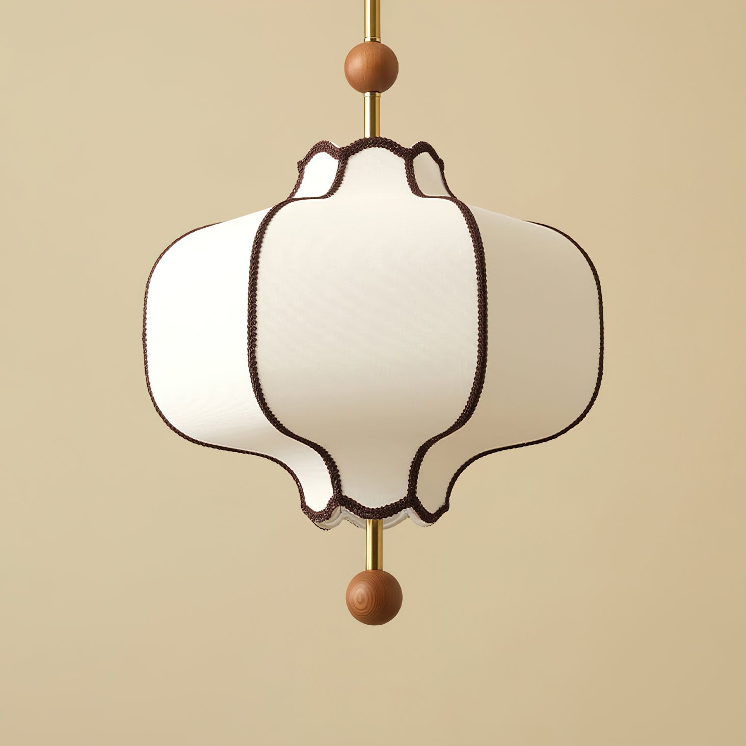 Stoffen Hanglamp met Lantaarnvorm – Walnoot of Goud Frame – 25 tot 50 cm – Scandinavisch Design Plafondlamp | Sansoti