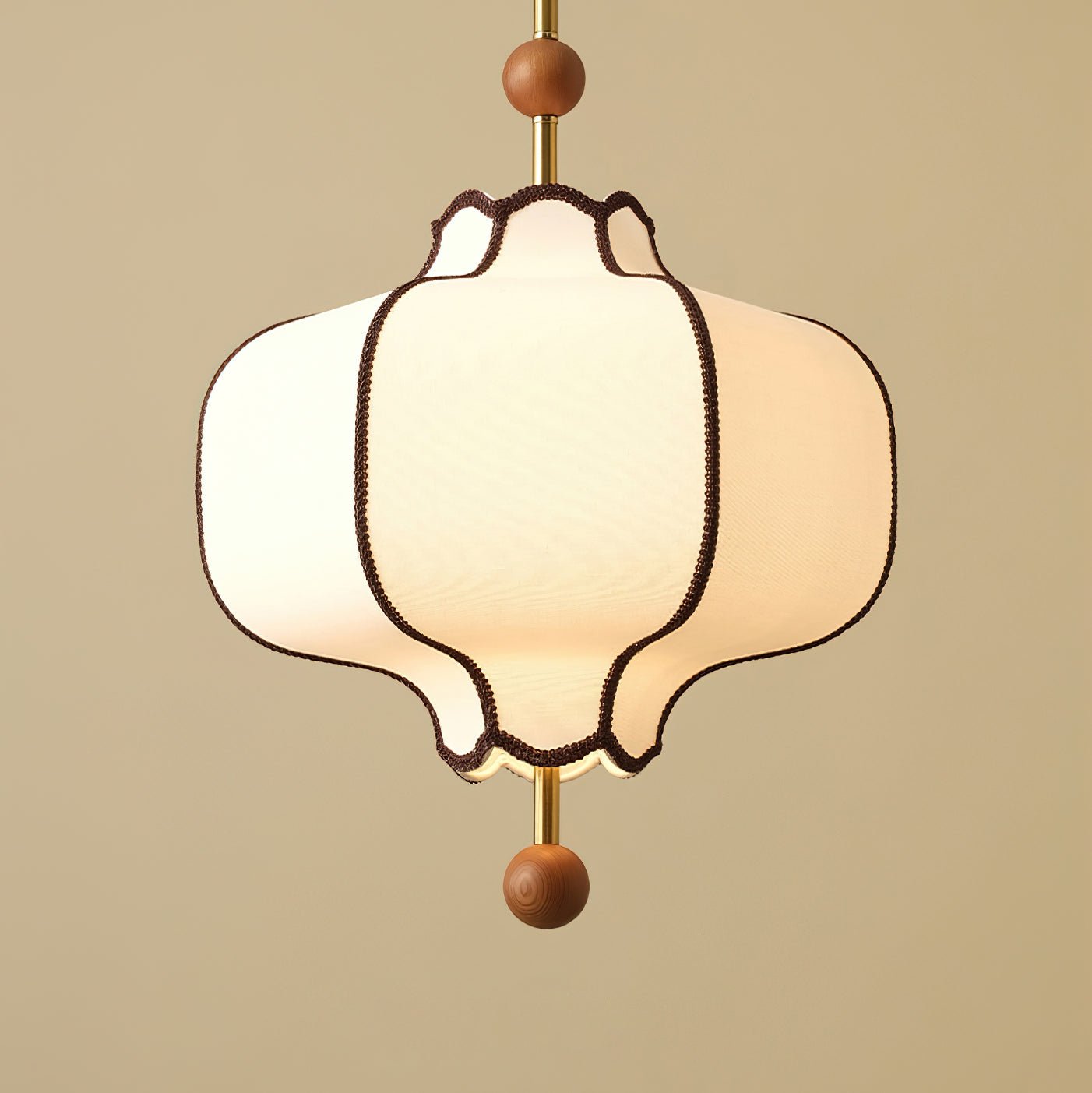 Stoffen Hanglamp met Lantaarnvorm – Walnoot of Goud Frame – 25 tot 50 cm – Scandinavisch Design Plafondlamp | Sansoti