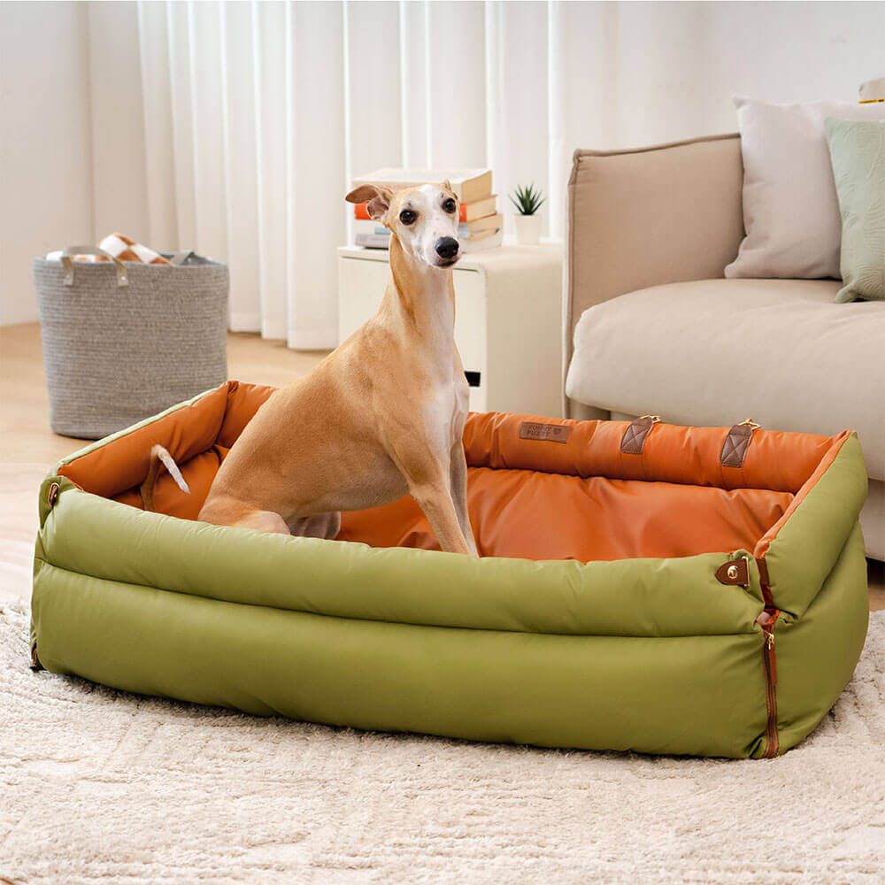 Hondenautostoel Luxe Kunstleer Reismand Large Deluxe Veilig & Comfortabel voor Middelgrote Grote Honden | Sansoti