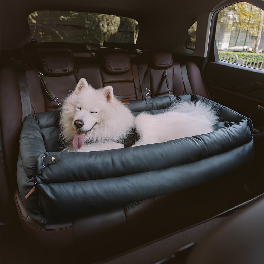 Hondenautostoel Luxe Kunstleer Reismand Large Deluxe Veilig & Comfortabel voor Middelgrote Grote Honden | Sansoti