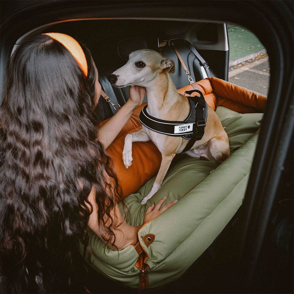 Hondenautostoel Luxe Kunstleer Reismand Large Deluxe Veilig & Comfortabel voor Middelgrote Grote Honden | Sansoti