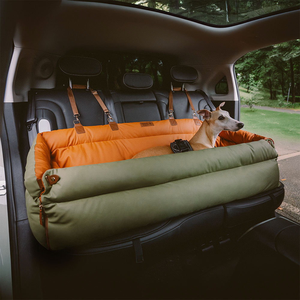 Hondenautostoel Luxe Kunstleer Reismand Large Deluxe Veilig & Comfortabel voor Middelgrote Grote Honden | Sansoti