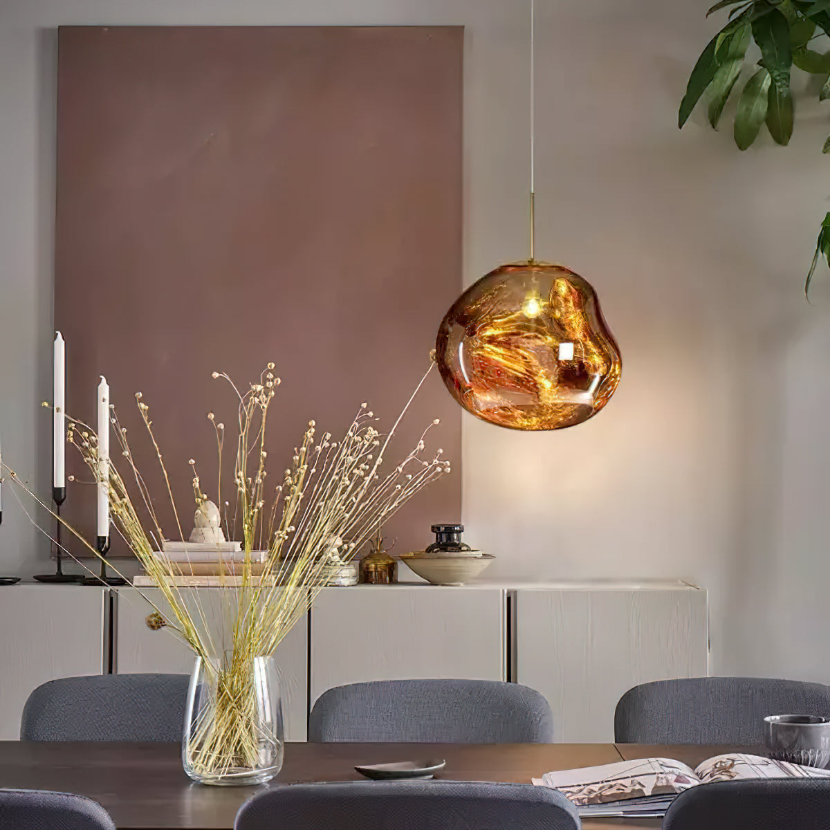 Lavadruppel Hanglamp – Geblazen Glas met Warme Gloed – 4 Maten & 4 Tinten – Modern Artistiek Lichtspel | Sansoti