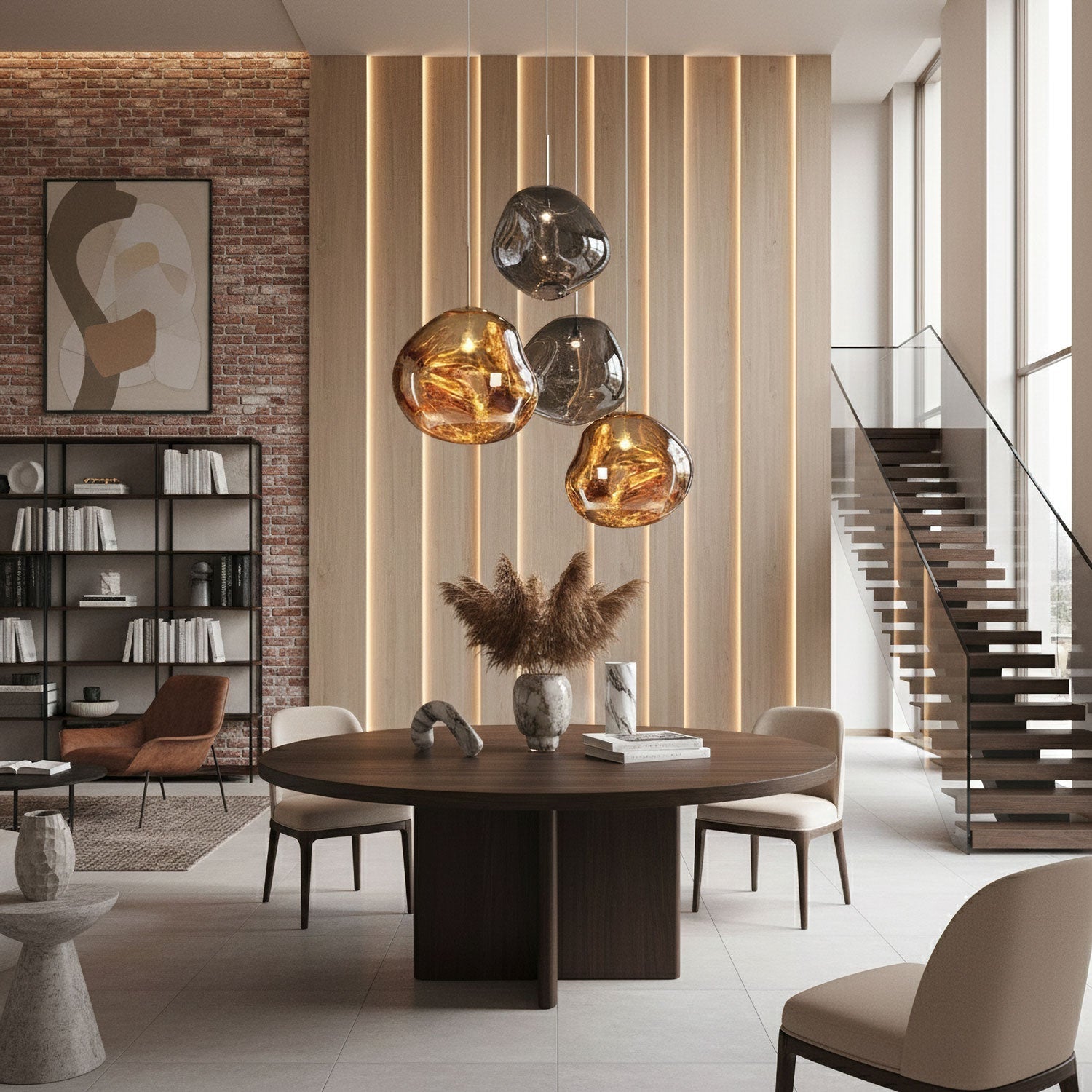 Lavadruppel Hanglamp – Geblazen Glas met Warme Gloed – 4 Maten & 4 Tinten – Modern Artistiek Lichtspel | Sansoti