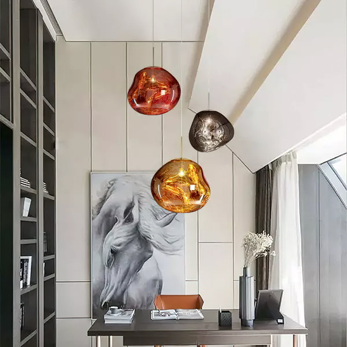Lavadruppel Hanglamp – Geblazen Glas met Warme Gloed – 4 Maten & 4 Tinten – Modern Artistiek Lichtspel | Sansoti
