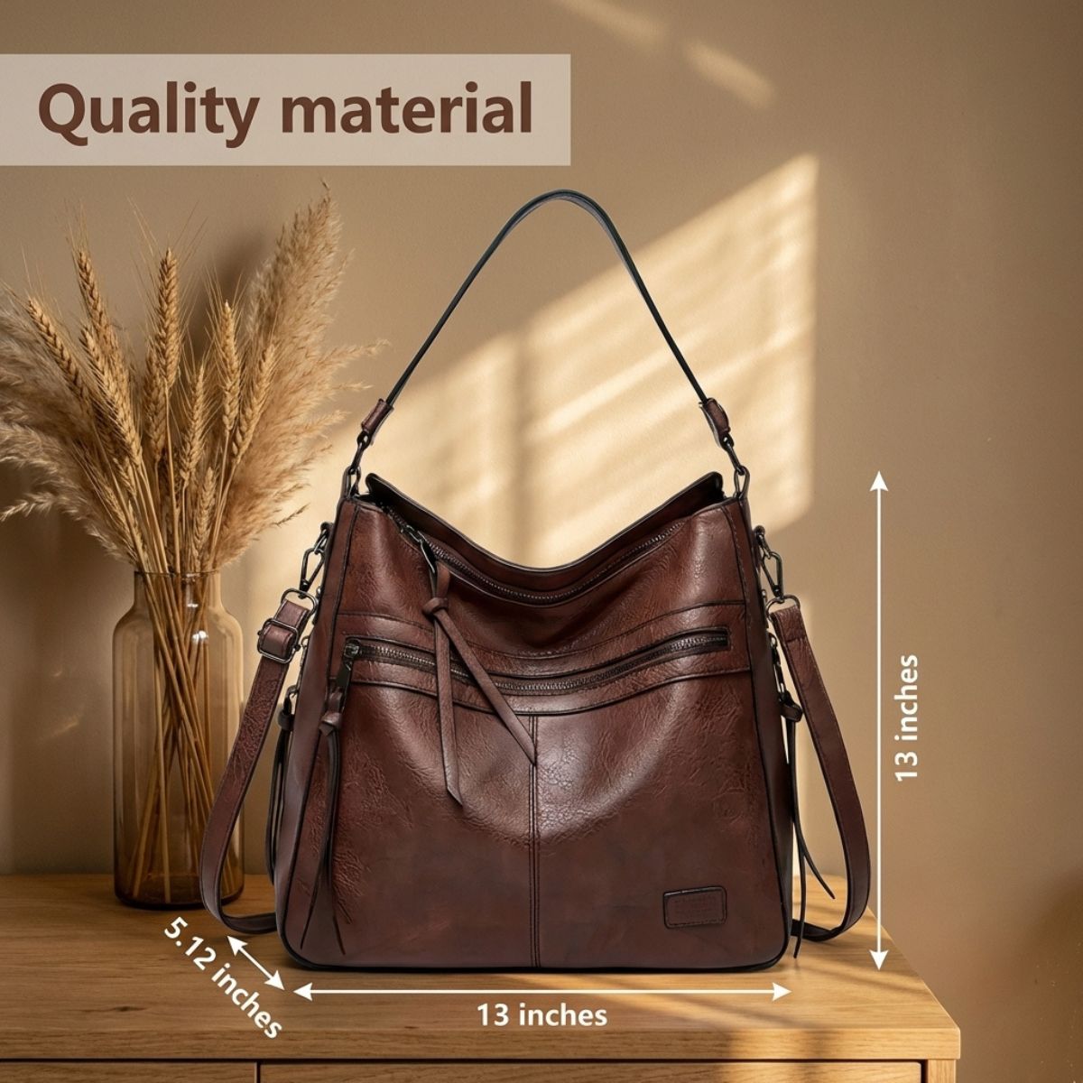 Leren Schoudertas met Verstelbare Riem Dames Premium Flap Crossbody Handtas voor Dagelijks Gebruik en Uitgaan | Sansoti