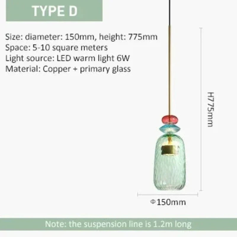 Glazen Hanglamp Gekleurd Glas Verstelbaar 160mm Moderne Verlichting Eetkamer Woonkamer Slaapkamer Design | Sansoti