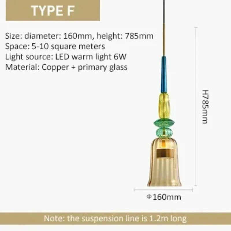 Glazen Hanglamp Gekleurd Glas Verstelbaar 160mm Moderne Verlichting Eetkamer Woonkamer Slaapkamer Design | Sansoti