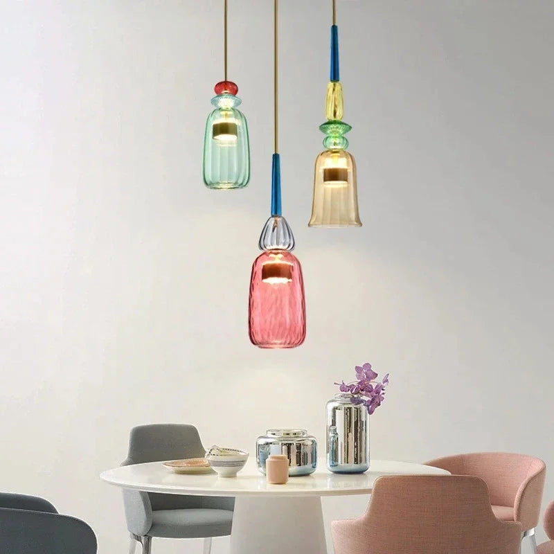 Glazen Hanglamp Gekleurd Glas Verstelbaar 160mm Moderne Verlichting Eetkamer Woonkamer Slaapkamer Design | Sansoti