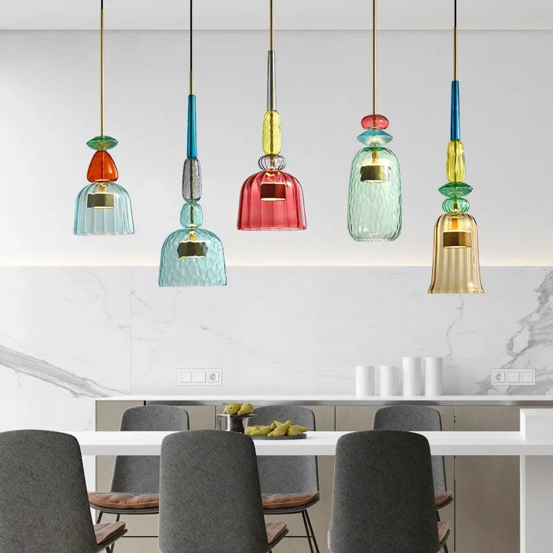 Glazen Hanglamp Gekleurd Glas Verstelbaar 160mm Moderne Verlichting Eetkamer Woonkamer Slaapkamer Design | Sansoti