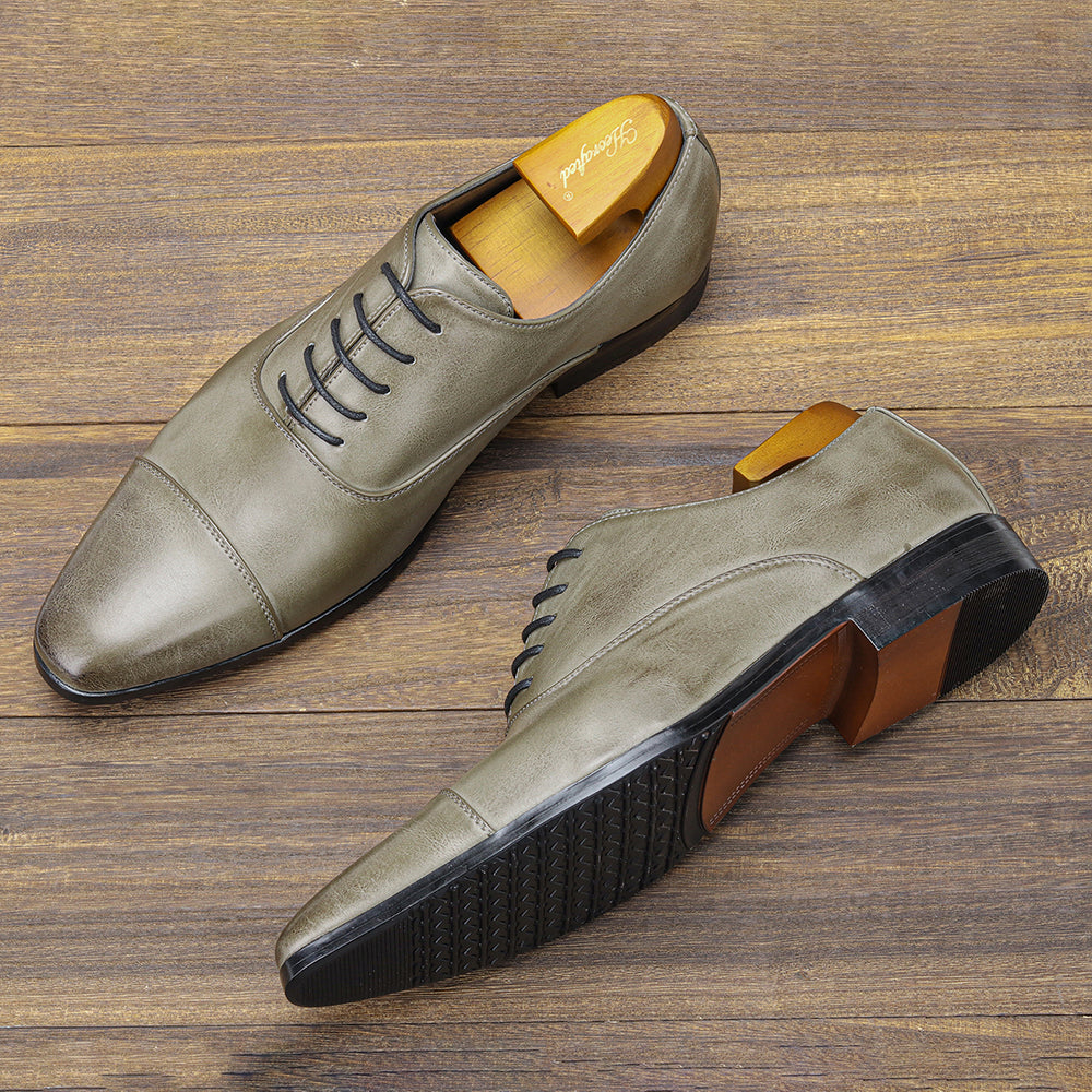 Leren Herenschoenen met Italiaans Design | Grijs | Maten 40-45 | Zakelijke Instapper voor Formele & Casual Gelegenheden | Sansoti