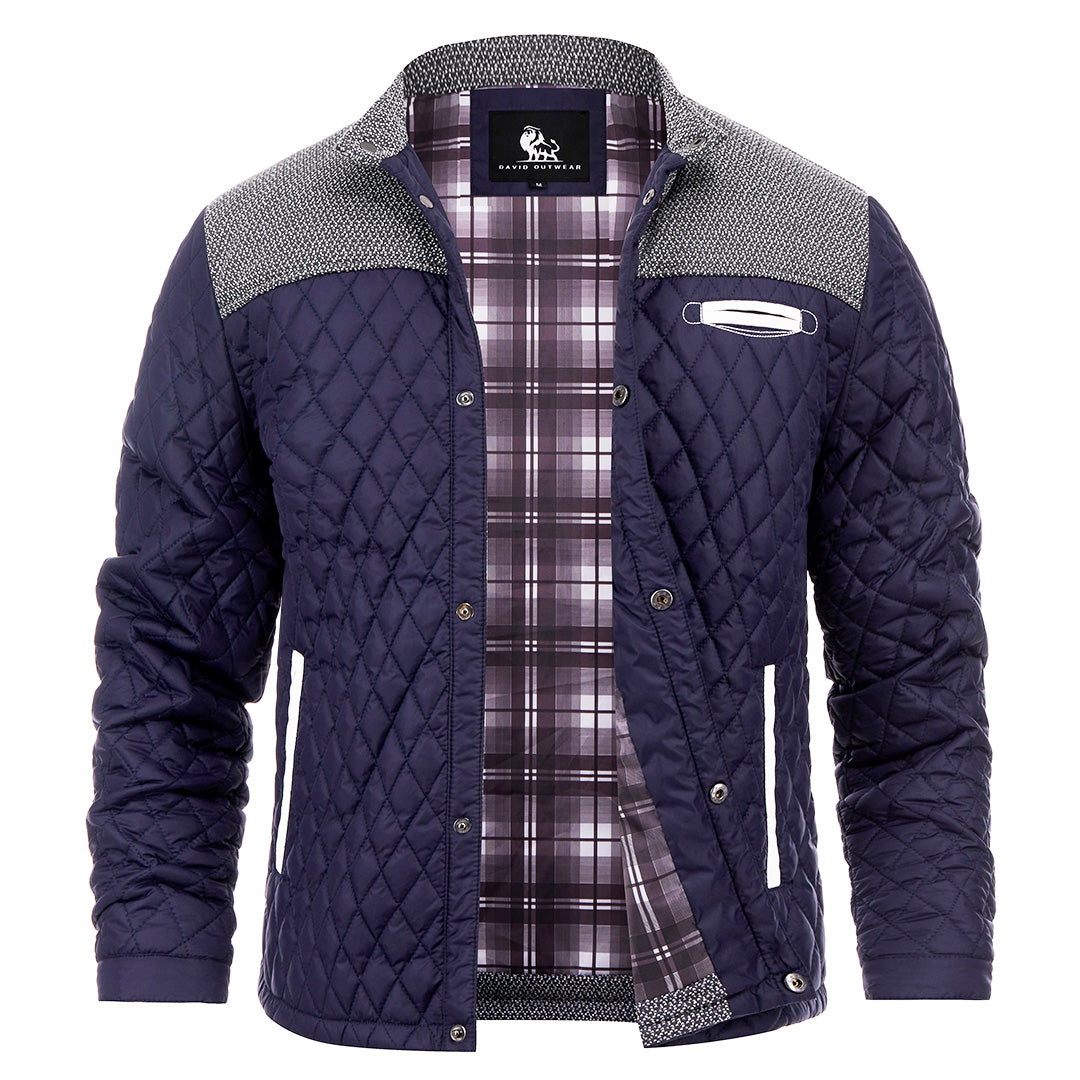 Gewatteerd Winterjack Heren Navy Polyester Waterafstotend Comfortabel Outdoor Jas voor Herfst Winter | Sansoti