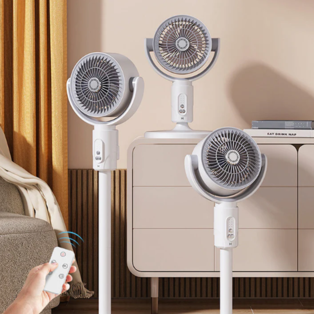 Stille Staande Ventilator 10W met Afstandsbediening en 5 Snelheden – Verstelbare Hoogte – Ideaal Kantoorventilator | Sansoti