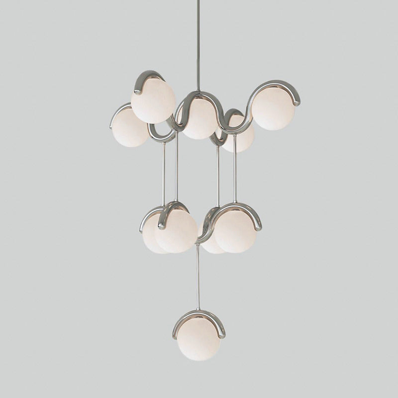 Moderne Kroonluchter met Messing en Glas – Artistieke Verlichting voor Eetkamer en Woonkamer | Sansoti