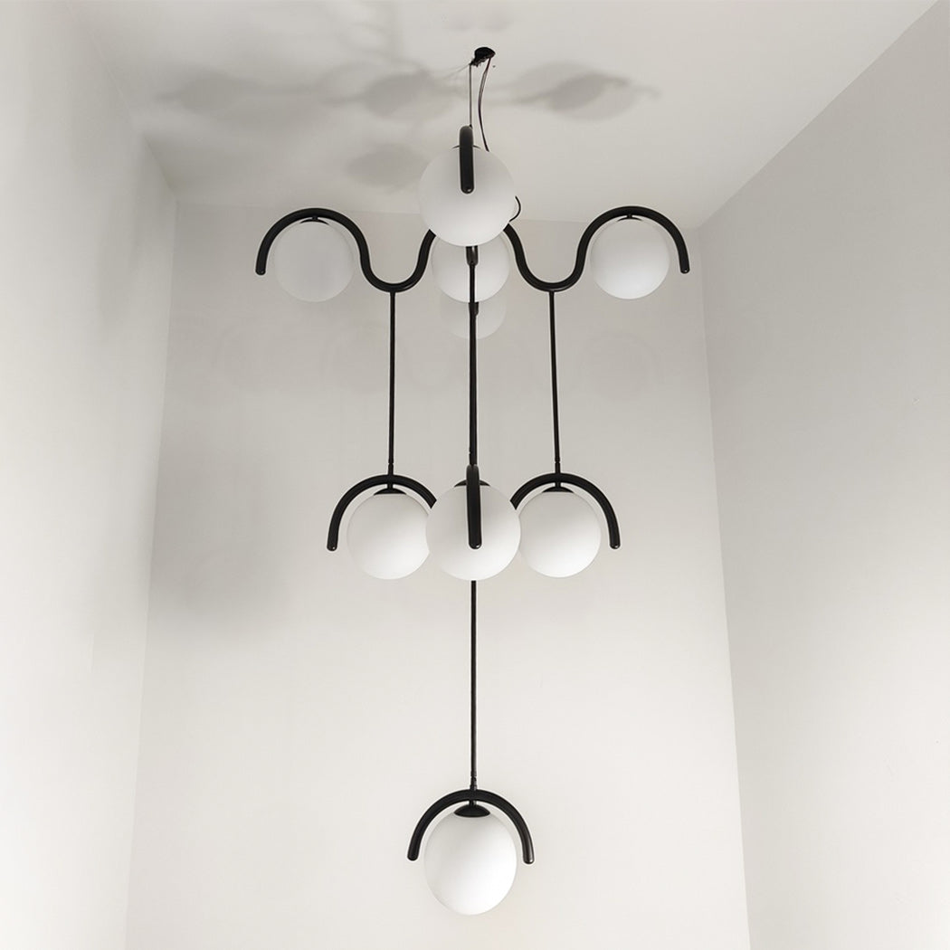 Moderne Kroonluchter met Messing en Glas – Artistieke Verlichting voor Eetkamer en Woonkamer | Sansoti