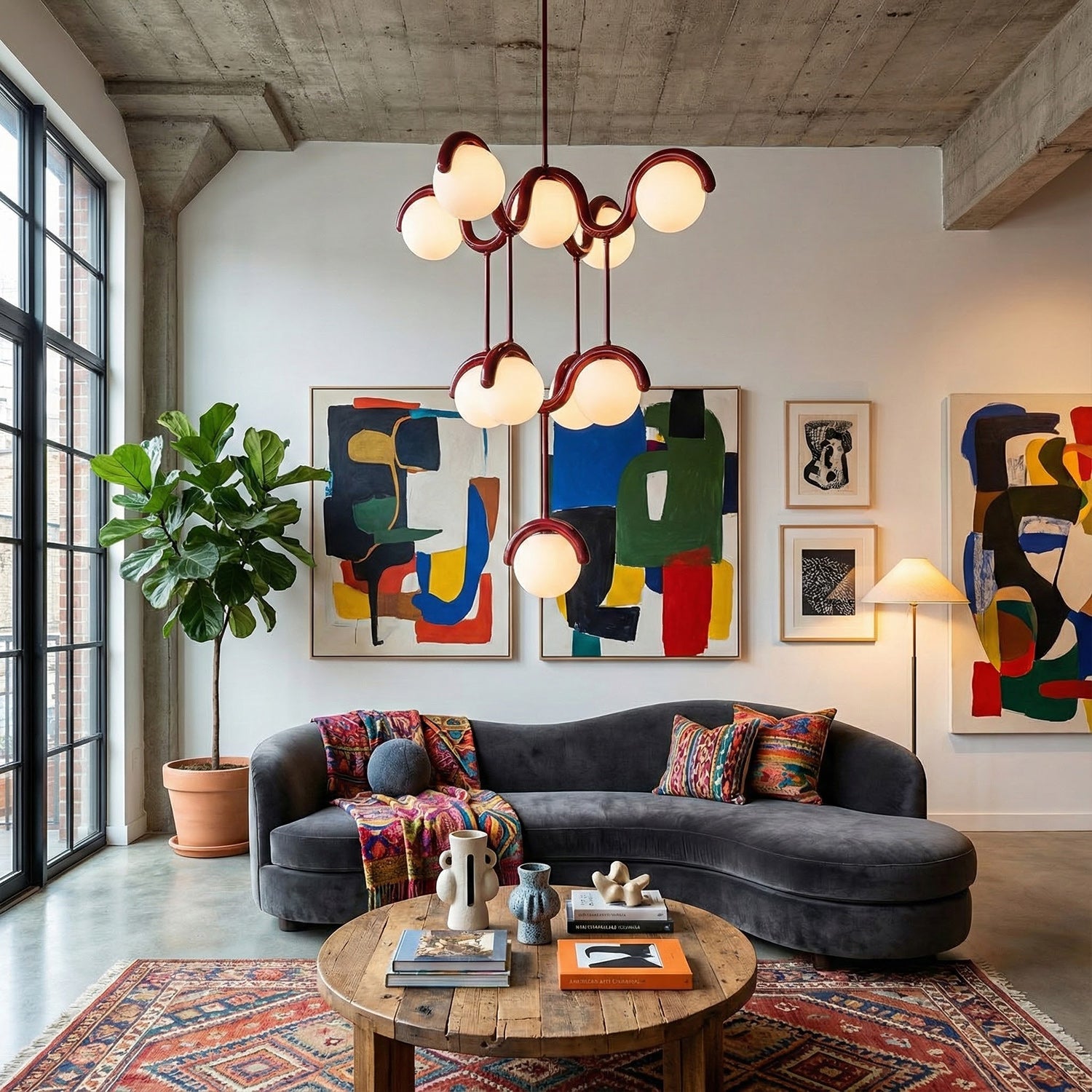 Moderne Kroonluchter met Messing en Glas – Artistieke Verlichting voor Eetkamer en Woonkamer | Sansoti