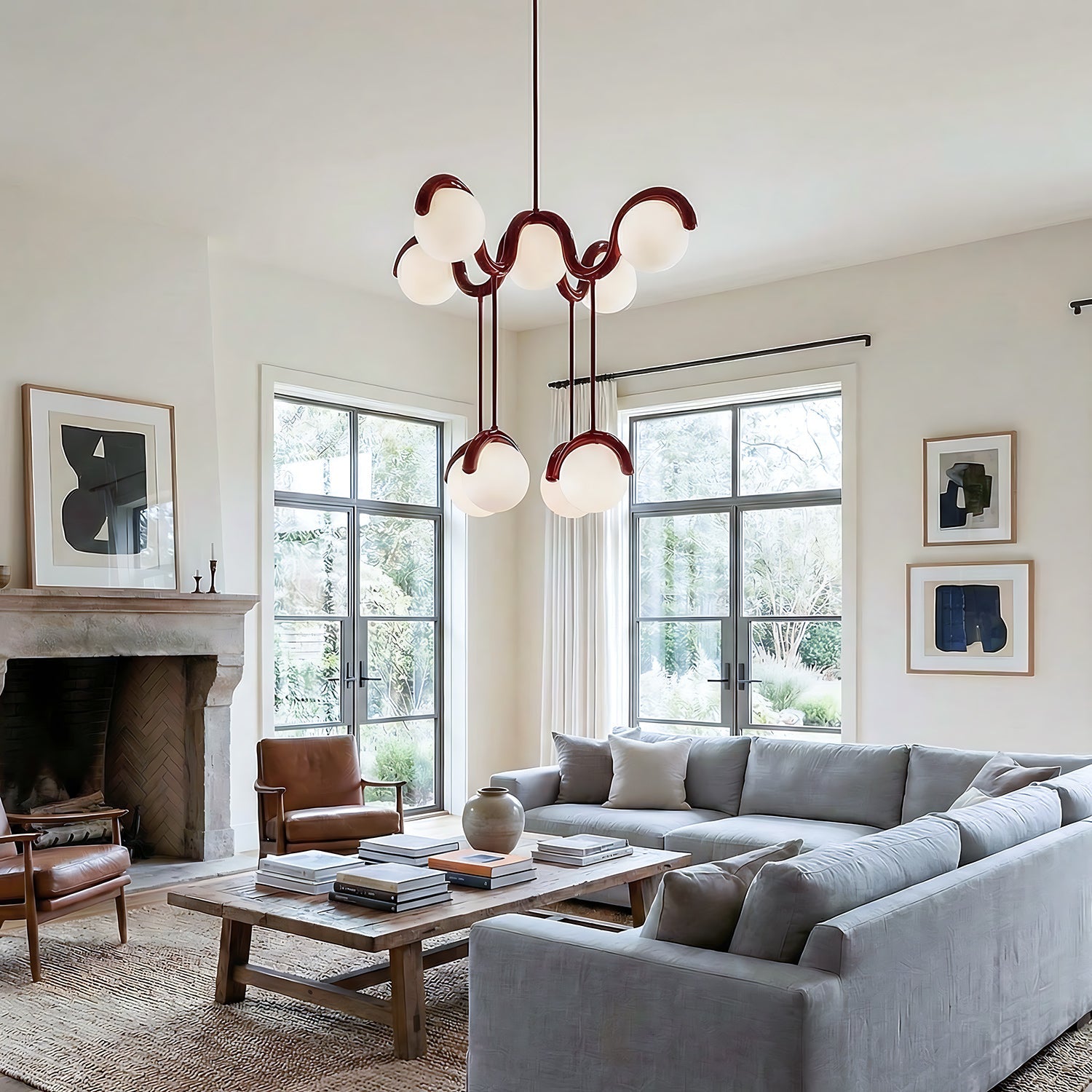 Moderne Kroonluchter met Messing en Glas – Artistieke Verlichting voor Eetkamer en Woonkamer | Sansoti