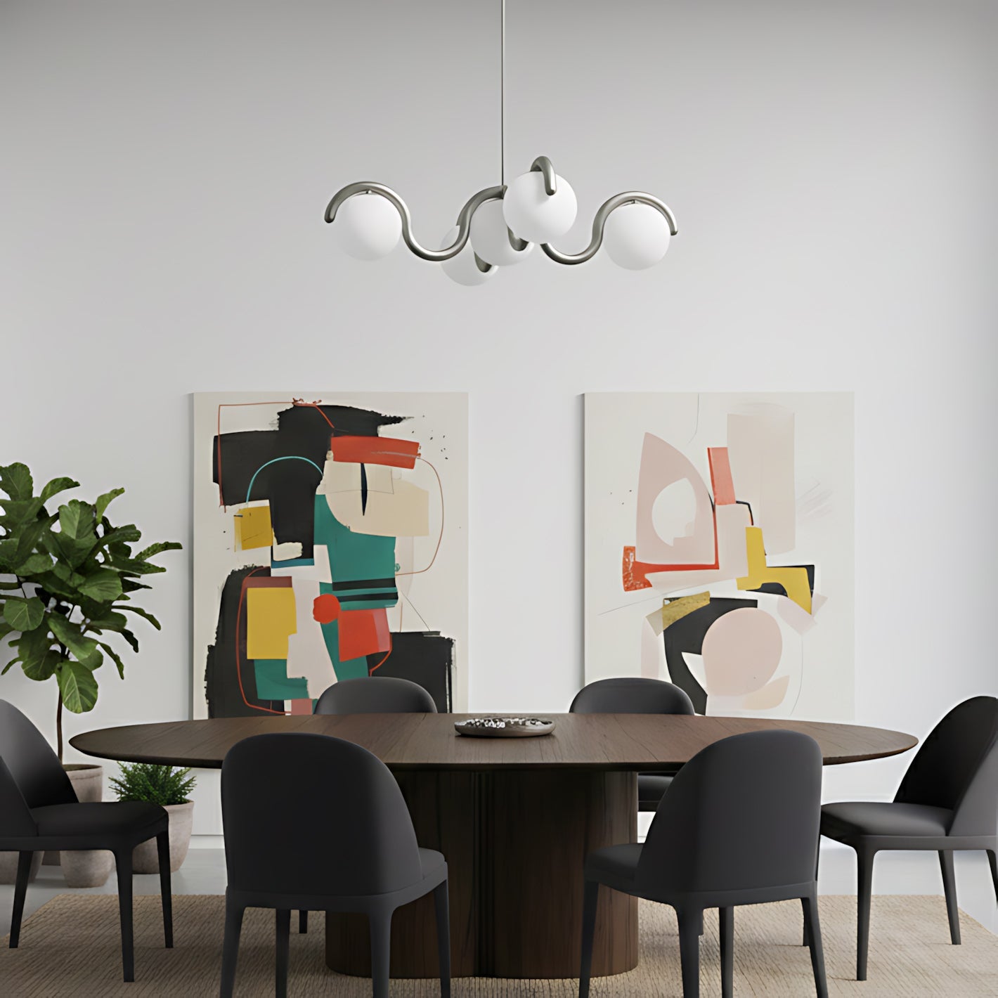Moderne Kroonluchter met Messing en Glas – Artistieke Verlichting voor Eetkamer en Woonkamer | Sansoti
