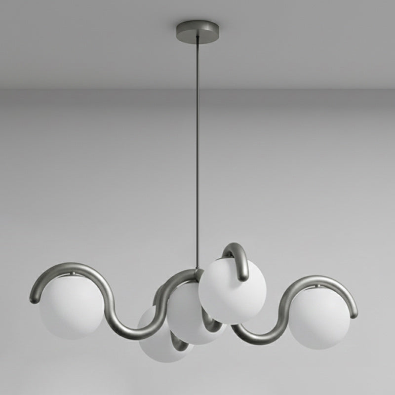 Moderne Kroonluchter met Messing en Glas – Artistieke Verlichting voor Eetkamer en Woonkamer | Sansoti