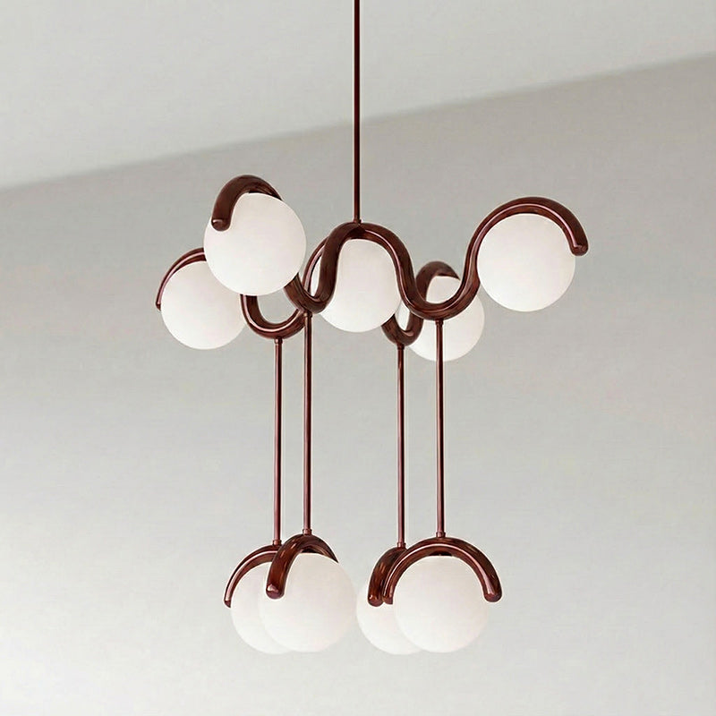 Moderne Kroonluchter met Messing en Glas – Artistieke Verlichting voor Eetkamer en Woonkamer | Sansoti