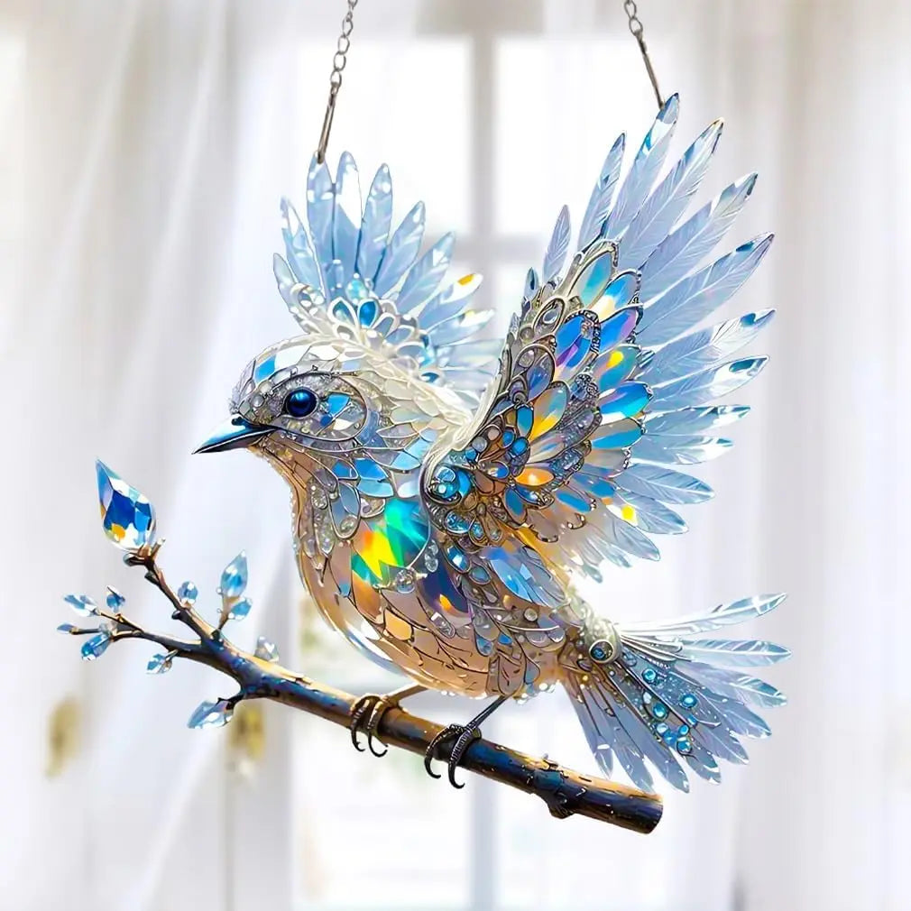 Kristallen Vogel Acryl 15x15cm 20x20cm Raamhanger Lichtreflecties Regenboog Woonkamer Raam Suncatcher Decoratie Cadeau Transparant | Sansoti