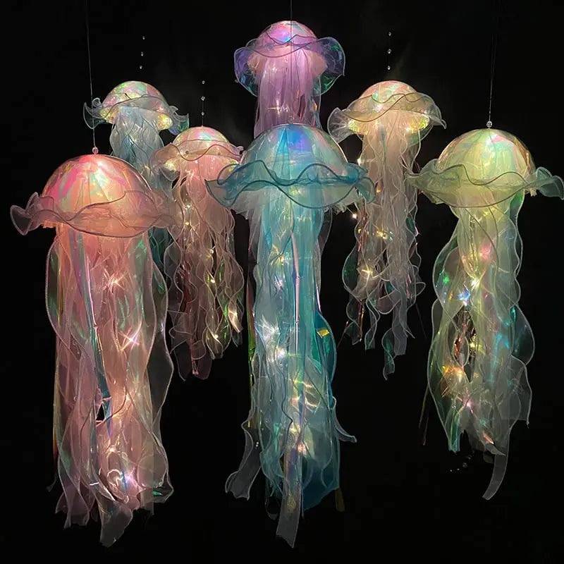 Kwallenlamp LED Hangend Kunststof 50x20cm Kleurrijk Batterij Woonkamer Kinderkamer Feestdecoratie Oceaan Themafeest Sfeerlicht Decoratie | Sansoti