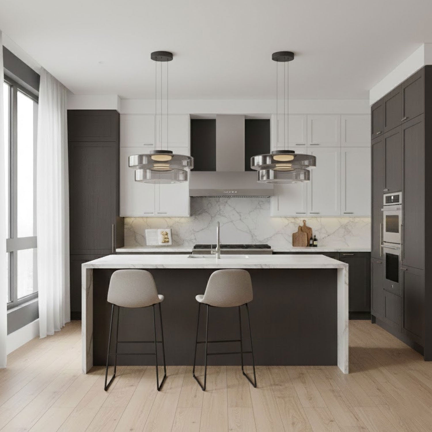 Gelaagde Glazen Hanglamp met Meerdere Schijven 1-2-3 Lagen Dimbare Plafondlamp voor Eetkamer Woonkamer Keuken Scandinavisch Design | Sansoti